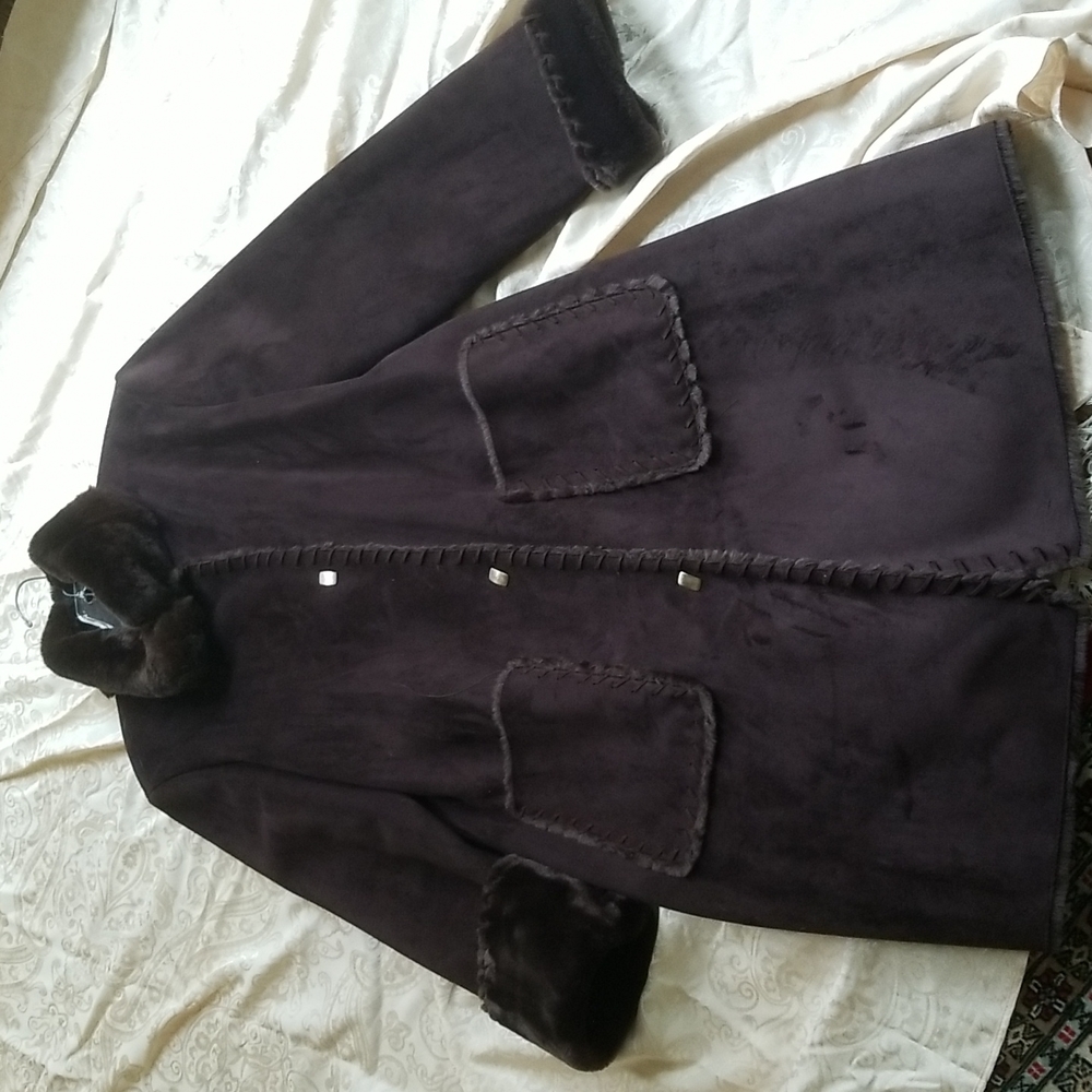 Dana Buchman Brown Faux suede coat